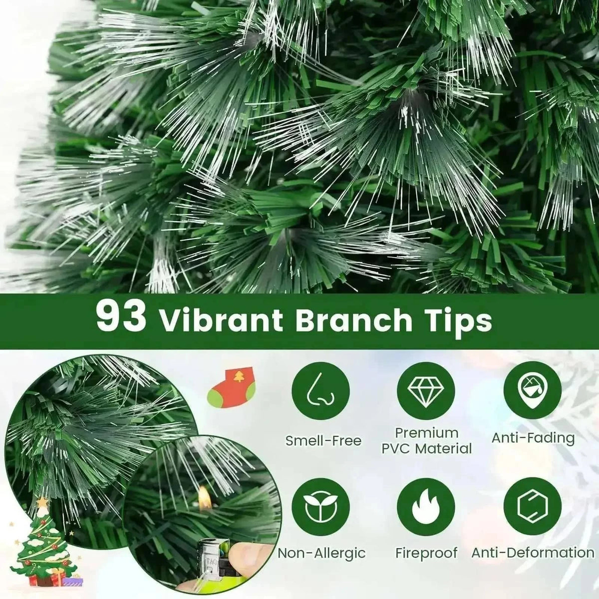 3 Feet Fiber Optic Christmas Tree with Branch Tips and Topper Star Cartsfy Inc.