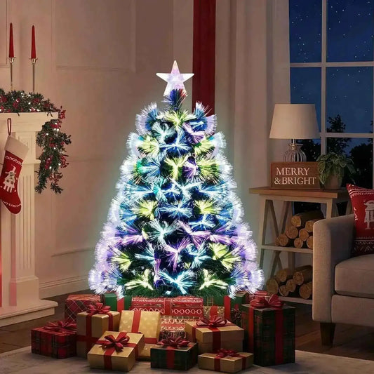 3 Feet Fiber Optic Christmas Tree with Branch Tips and Topper Star