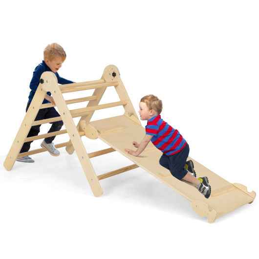 3-in-1 Climbing Set Foldable and Adjustable Kids Triangle Set-Natural VYSN Default Title Default Title-