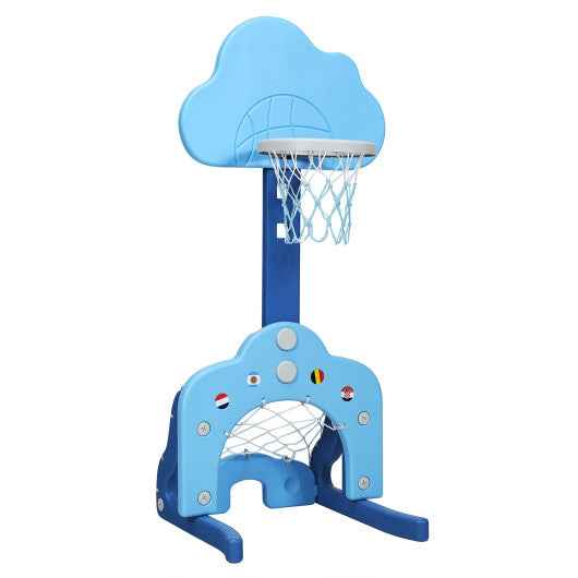 3-in-1 Kids Basketball Hoop Set with Balls-Blue Cartsfy Inc.