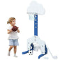 White kids 3-in-1 basketball hoop set with net, base, and mini balls included