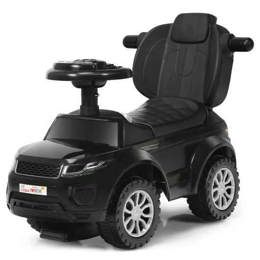 3 in 1 Ride on Push Car Toddler Stroller Sliding Car with Music-Black Cartsfy Inc.