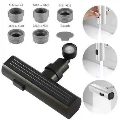 3-Mode Leakproof Sink Faucet Adapter - Durable Copper Construction for Kitchen and Bathroom DailySale Silver Black Silver-Black-