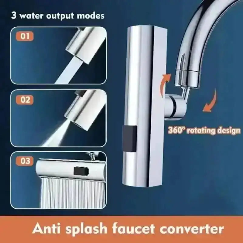 3-Mode Leakproof Sink Faucet Adapter - Durable Copper Construction for Kitchen and Bathroom Cartsfy Inc.