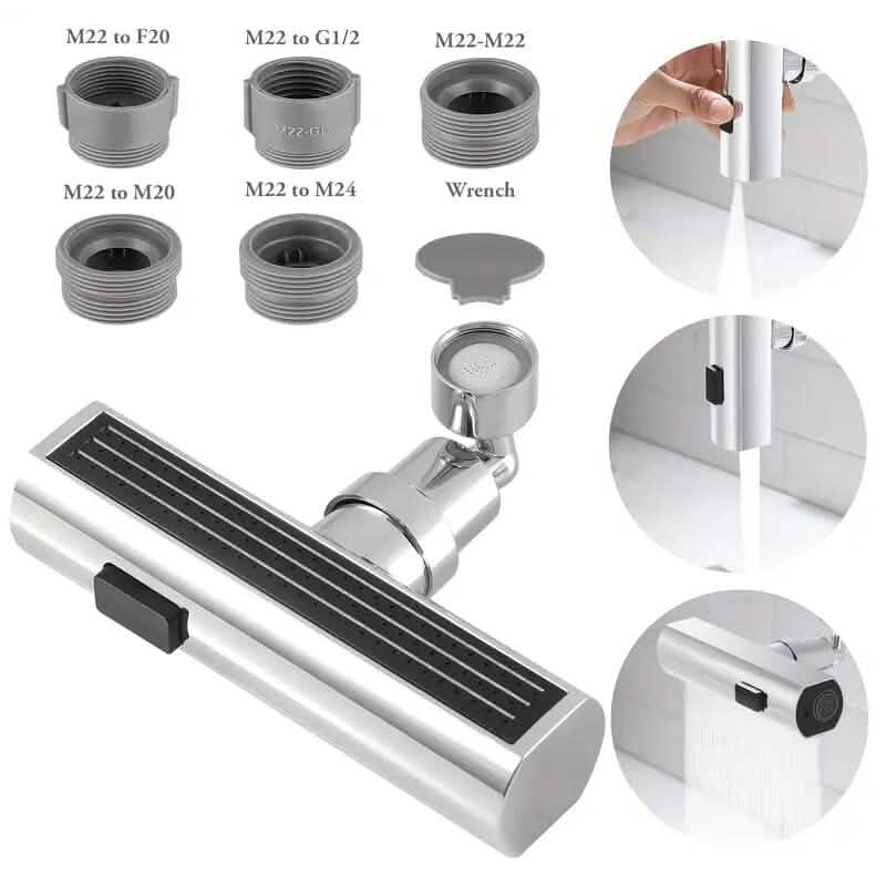 Sink faucet adapter set with threaded connector sleeves, wrench, and black panel control