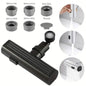Sink faucet adapter with dark finish body, black panel, and round spray head