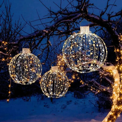 3 Pack Christmas LED Light Balls with Cable Ties and 6 Stakes-Golden Cartsfy Inc.