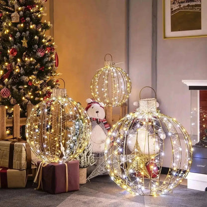 3 Pack Christmas LED Light Balls with Cable Ties and 6 Stakes-Golden Cartsfy Inc.