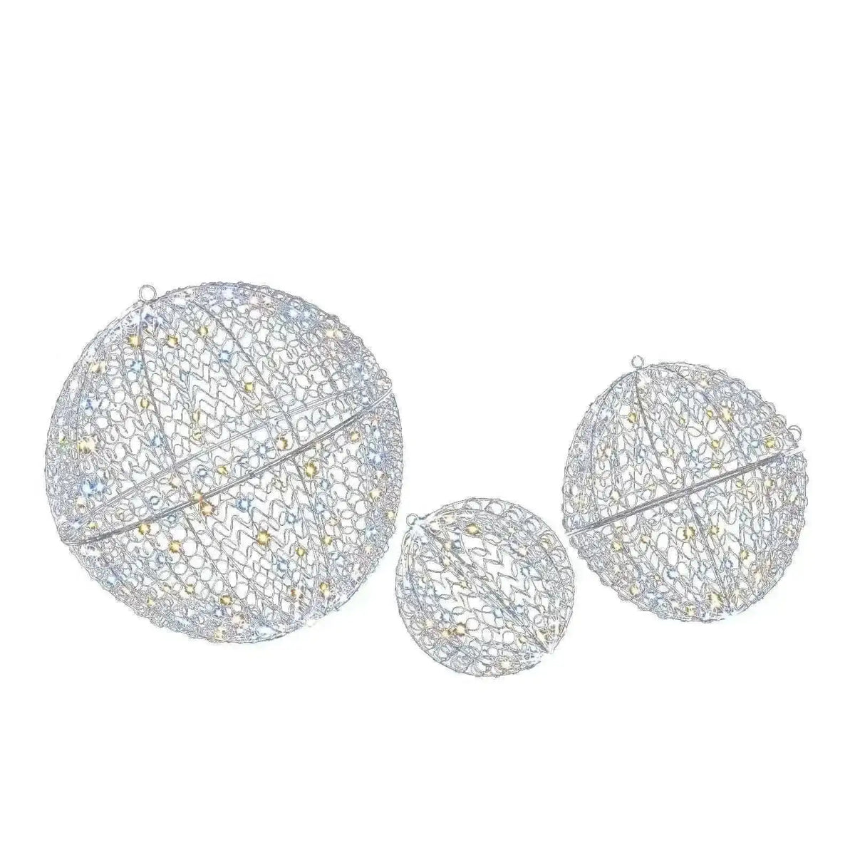 3 Pcs Lighted Christmas Balls Large Standing/Hanging Metal Sphere Lights with 435 LEDs Cartsfy Inc.