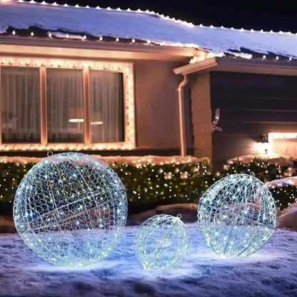 3 Pcs Lighted Christmas Balls Large Standing/Hanging Metal Sphere Lights with 435 LEDs Cartsfy Inc.