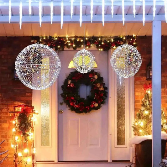 3 Pcs Lighted Christmas Balls Large Standing/Hanging Metal Sphere Lights with 435 LEDs Cartsfy Inc.