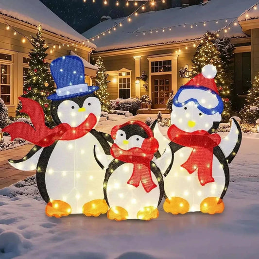 3-Piece 2D Lighted Penguin Family Christmas Decoration with 160 LED Lights Cartsfy Inc.