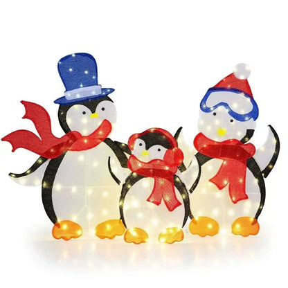 3-Piece 2D Lighted Penguin Family Christmas Decoration with 160 LED Lights Cartsfy Inc.