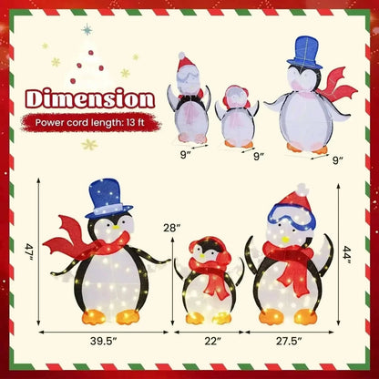 3-Piece 2D Lighted Penguin Family Christmas Decoration with 160 LED Lights Cartsfy Inc.