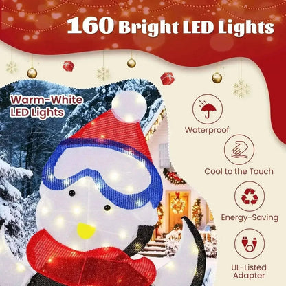 3-Piece 2D Lighted Penguin Family Christmas Decoration with 160 LED Lights Cartsfy Inc.