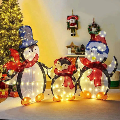3-Piece 2D Lighted Penguin Family Christmas Decoration with 160 LED Lights Cartsfy Inc.