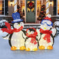 3-Piece 2D Lighted Penguin Family Christmas Decoration