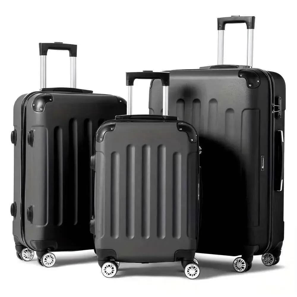 3-Piece Hard Shell Luggage Set with TSA Lock  – 360° Spinner Wheels DailySale White Black Rose White-Black-Rose-