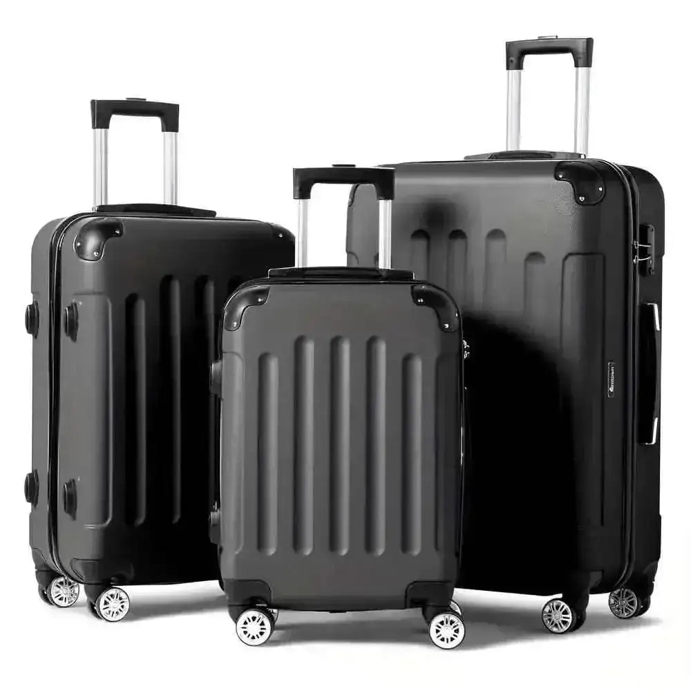 3-Piece Hard Shell Luggage Set with TSA Lock  – 360° Spinner Wheels DailySale White Black Rose White-Black-Rose-