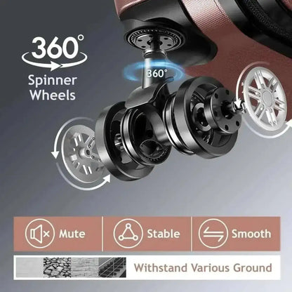 3-Piece Hard Shell Luggage Set with TSA Lock  – 360° Spinner Wheels DailySale White Black Rose White-Black-Rose-