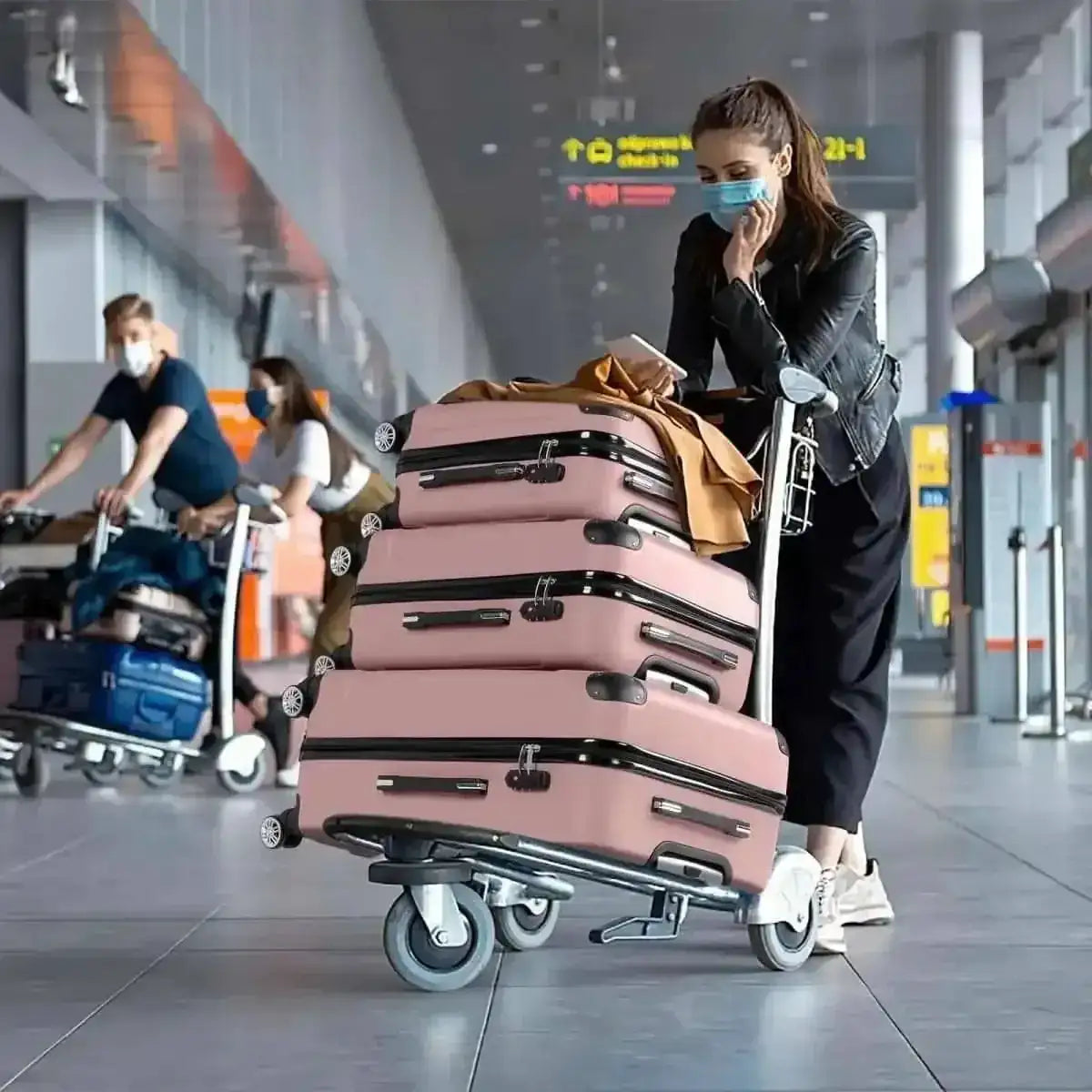 3-Piece Hard Shell Luggage Set with TSA Lock  – 360° Spinner Wheels DailySale White Black Rose White-Black-Rose-
