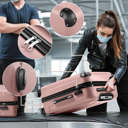 Rose hard shell suitcase with corner lock detail and spinner wheels