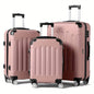 3-piece hard shell luggage set in rose with black trim and 360 spinner wheels
