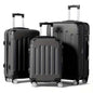 3-piece hard shell luggage set in black with black trim and 360 spinner wheels