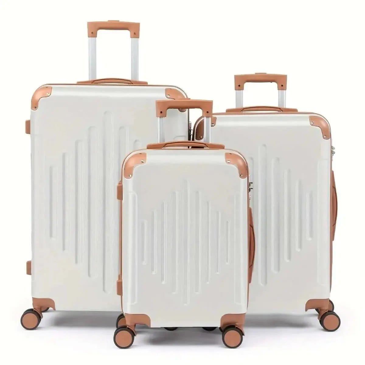 3-Piece Hard Shell Luggage Set with TSA Lock  – 360° Spinner Wheels DailySale White Black Rose White-Black-Rose-