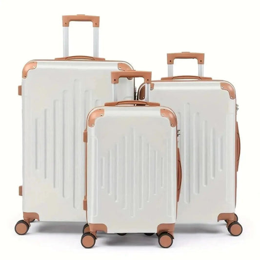3-Piece Hard Shell Luggage Set with TSA Lock  – 360° Spinner Wheels DailySale White Black Rose White-Black-Rose-