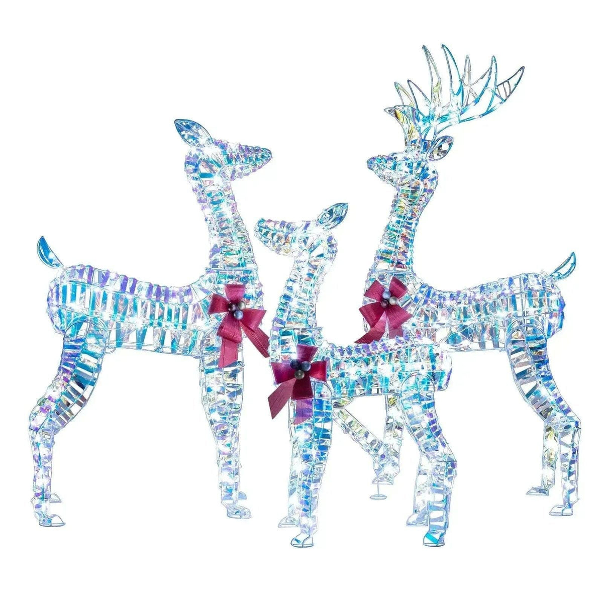 3-Piece Large Lighted Christmas Reindeer Family Cartsfy Inc.