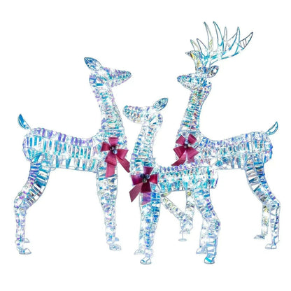 3-Piece Large Lighted Christmas Reindeer Family Cartsfy Inc.