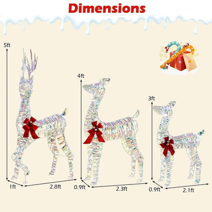 3-Piece Large Lighted Christmas Reindeer Family Cartsfy Inc.