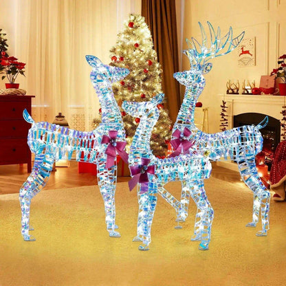 3-Piece Large Lighted Christmas Reindeer Family Cartsfy Inc.