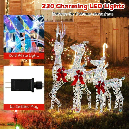 3-Piece Large Lighted Christmas Reindeer Family Cartsfy Inc.
