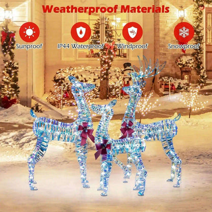 3-Piece Large Lighted Christmas Reindeer Family Cartsfy Inc.