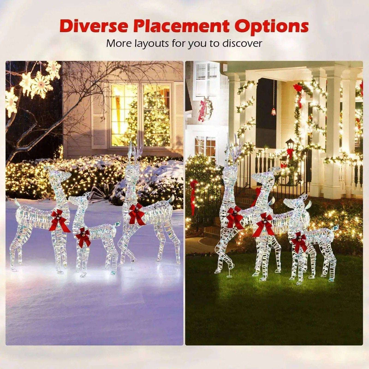 3-Piece Large Lighted Christmas Reindeer Family Cartsfy Inc.