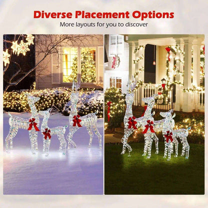 3-Piece Large Lighted Christmas Reindeer Family Cartsfy Inc.