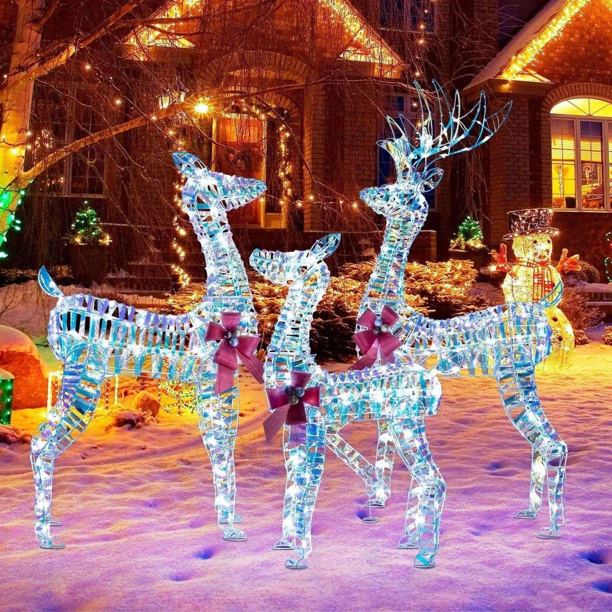 3-Piece Large Lighted Christmas Reindeer Family for Holiday Decor