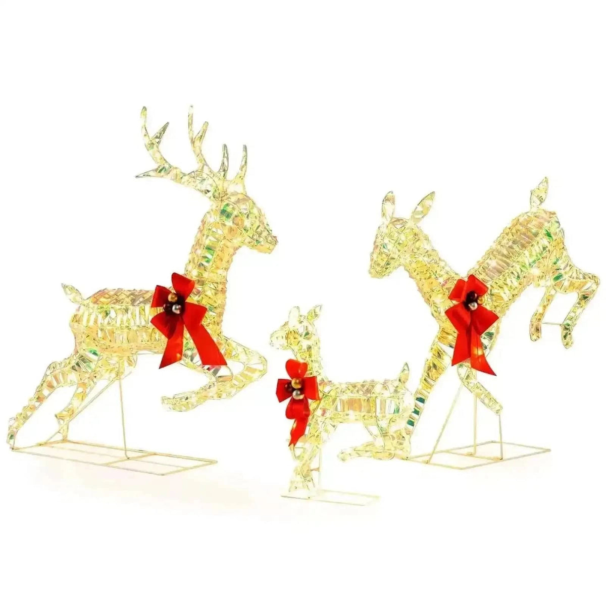 3-Piece Lighted Christmas Reindeer Family with LED Lights and Bows Cartsfy Inc.