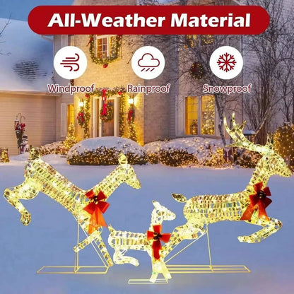 3-Piece Lighted Christmas Reindeer Family with LED Lights and Bows Cartsfy Inc.