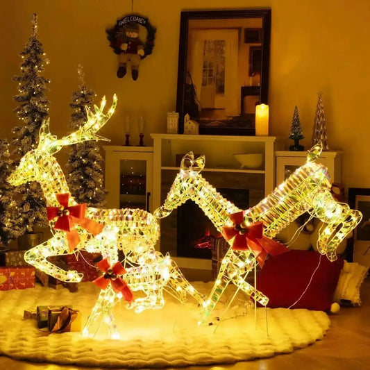 3-Piece Lighted Christmas Reindeer Family with LED Lights and Bows Cartsfy Inc.