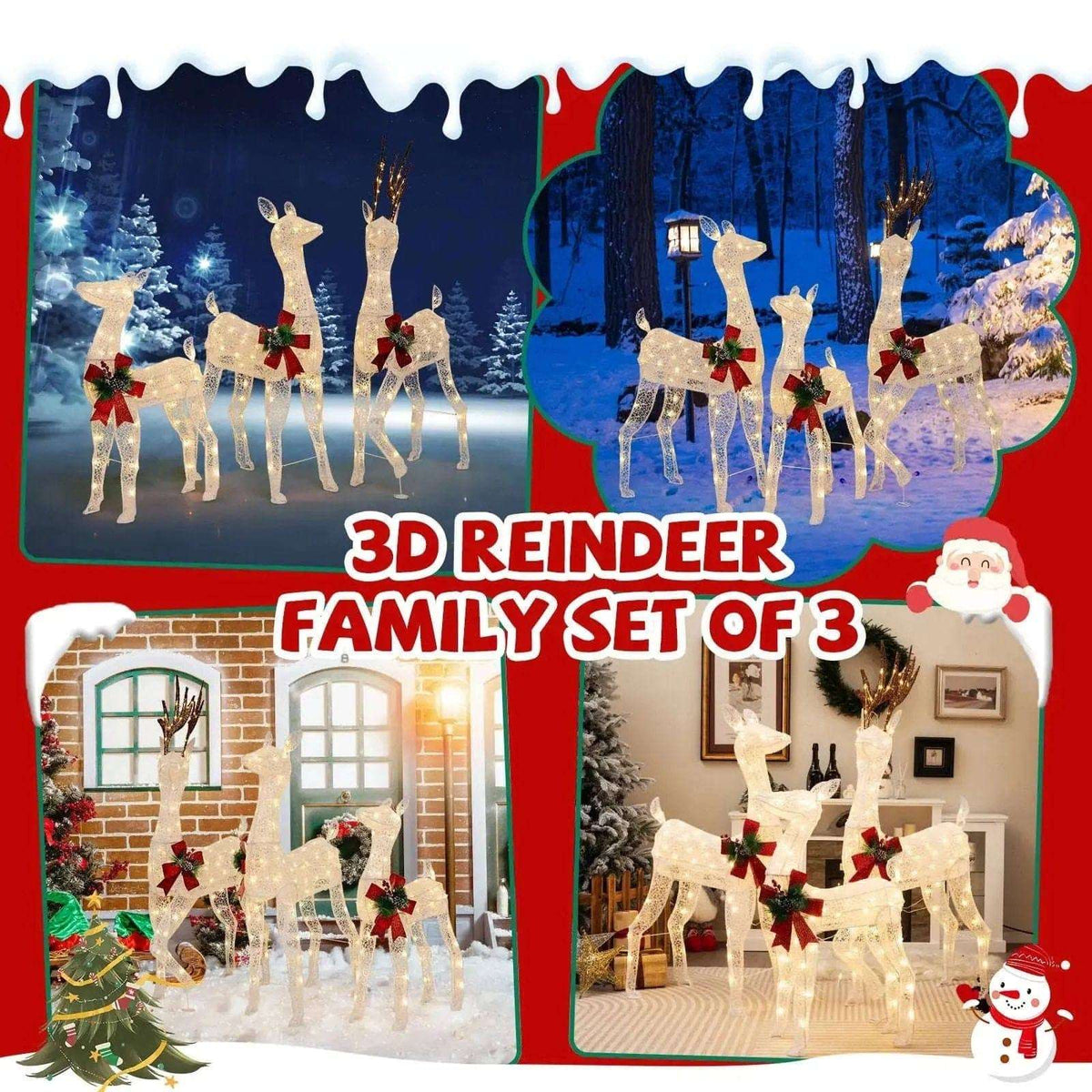 3-Piece Pre-lit Christmas Reindeer Family with 230 Warm White LED Lights Cartsfy Inc.