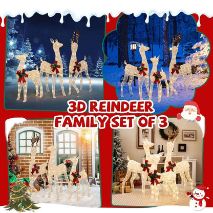 3-Piece Pre-lit Christmas Reindeer Family with 230 Warm White LED Lights Cartsfy Inc.