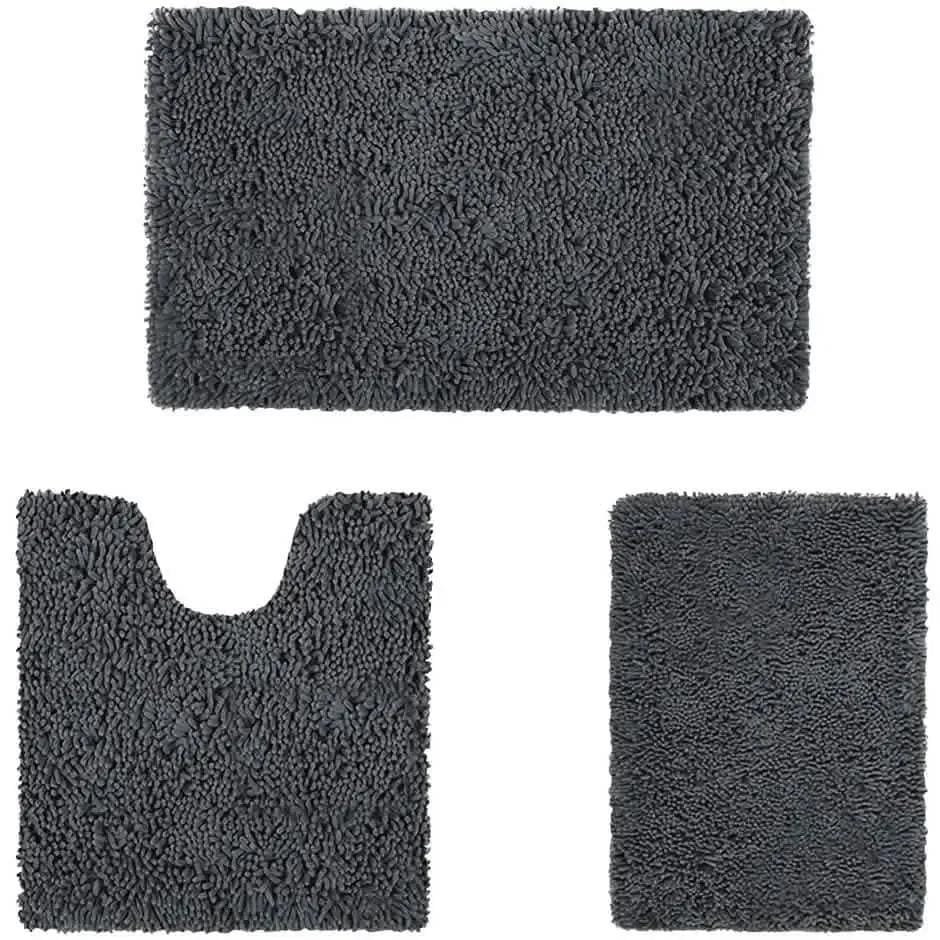 3-Piece Set: Bathroom Rugs Set Ultra Soft Non Slip and Absorbent Chenille DailySale Beige Navy Charcoal Beige-Navy-Charcoal-Light Blue-