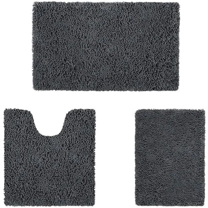 3-Piece Set: Bathroom Rugs Set Ultra Soft Non Slip and Absorbent Chenille DailySale Beige Navy Charcoal Beige-Navy-Charcoal-Light Blue-