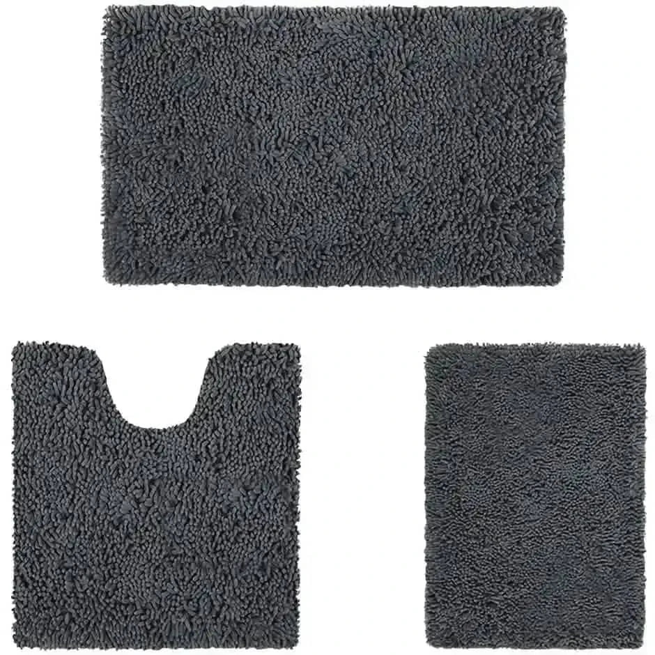 3-Piece Set: Bathroom Rugs Set Ultra Soft Non Slip and Absorbent Chenille DailySale Beige Navy Charcoal Beige-Navy-Charcoal-Light Blue-