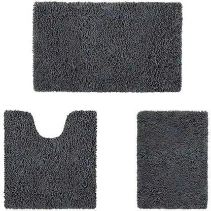 3-Piece Set: Bathroom Rugs Set Ultra Soft Non Slip and Absorbent Chenille DailySale Beige Navy Charcoal Beige-Navy-Charcoal-Light Blue-