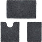 Charcoal 3-piece chenille bathroom rug set: rectangular bath mat and U-cut toilet mat