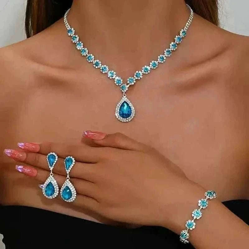 3-Piece Set: Elegant Bridal Jewelry Set - Rhinestone-Encrusted Earrings, Necklace & Bracelet Combo Cartsfy Inc.